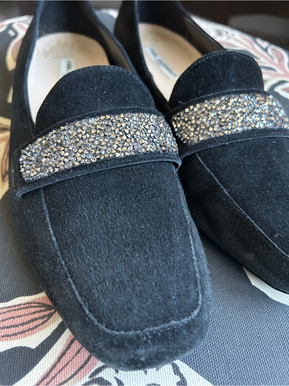 Karl Lagerfeld Paris Quincy Black Suede Rhinestone Loafers Size 8 - Picture 4 of 12